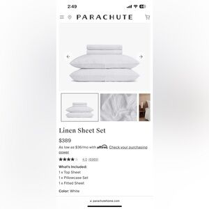 Parachute White Linen Sheet Set - King
